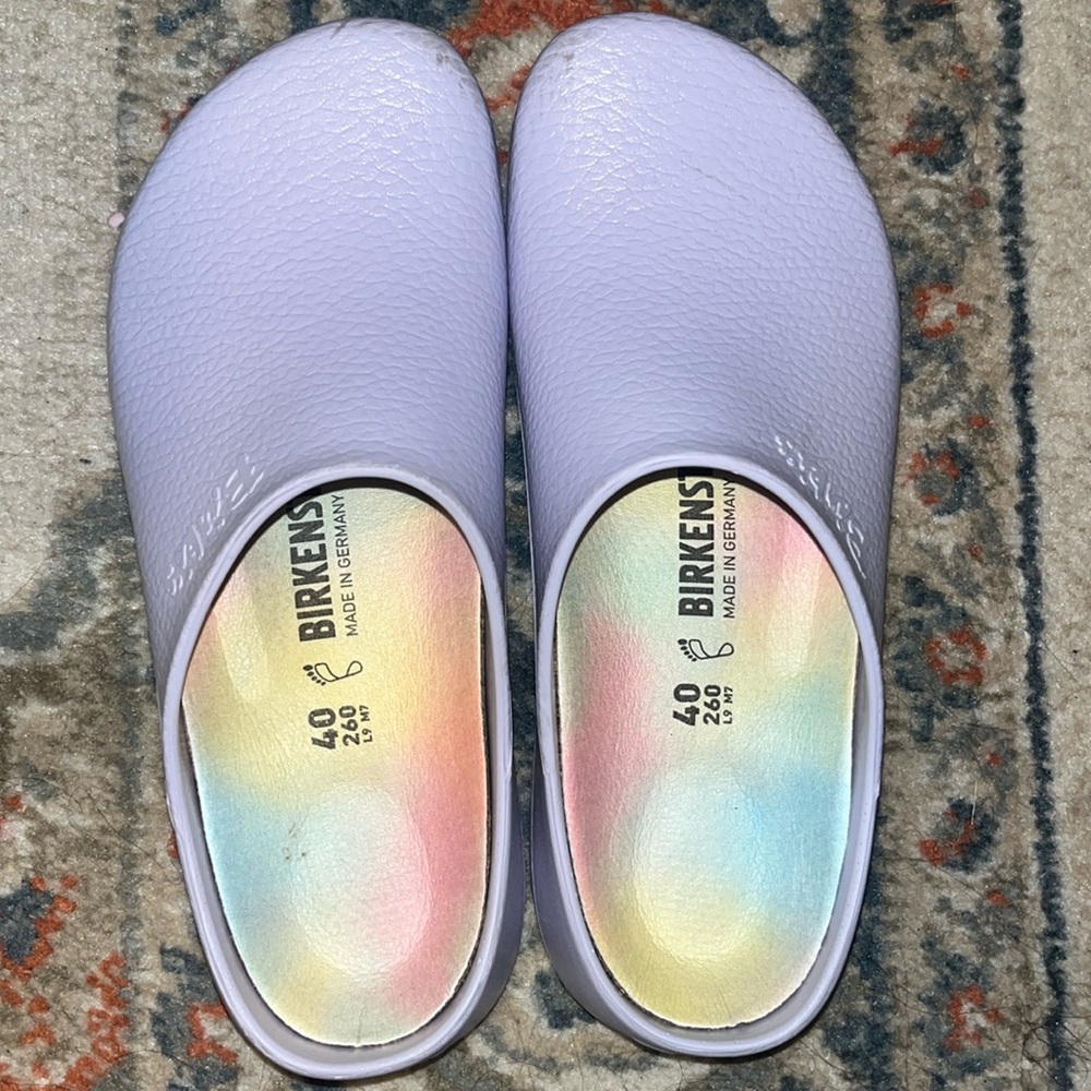 Super Birki Vegan Birkenstocks Lavender Fog women’s 9 mens 7 size 40 EUC